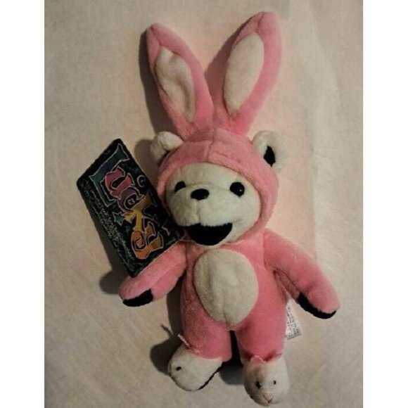 Lucky Bear Grateful Dead Plush Doll Pink Bunny Rabbit Beanie Concert Collectible - Picture 1 of 5